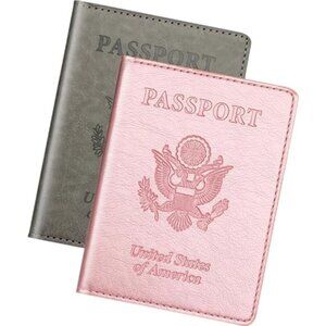 New Rose Gold & Gray Passport Holder for Travel, Passport Wallet Cover Case